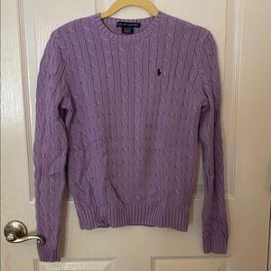 Vintage Polo Ralph Lauren Cable Knit Sweater Women's Sz L Lavender